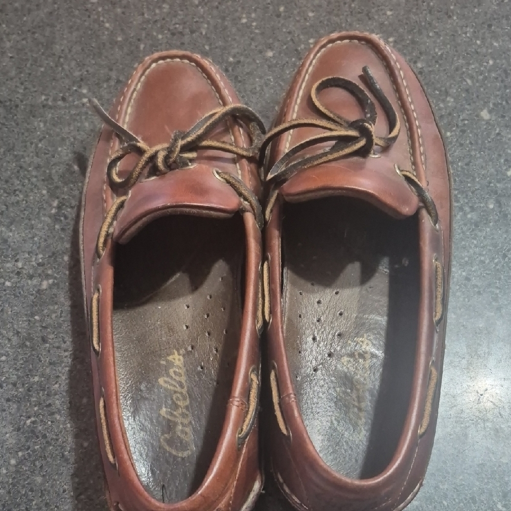 Cabela's Tan Leather Boat Shoes for Men